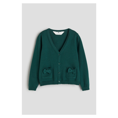 H & M - Propínací školní svetr z bavlny - zelená H&M