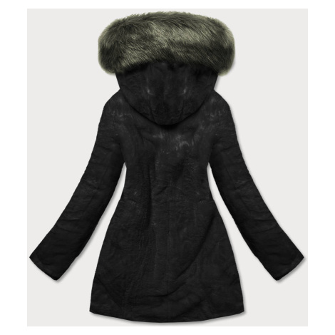 Khaki-černá teplá dámská oboustranná zimní bunda (W610) MHM