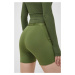 Tréninkové šortky P.E Nation Backcheck zelená barva, hladké, high waist