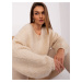 Světle béžový pletený svetr s širokými rukávy