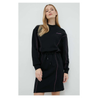 Bavlněné šaty Karl Lagerfeld černá barva, midi, oversize