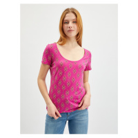 Orsay Tmavě růžové dámské vzorované tričko - Dámské
