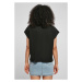 Ladies Oversized Extended Shoulder Polo Tee - black