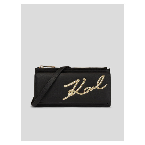 Černá dámská kožená kabelka KARL LAGERFELD Signature 2.0 Crossbody