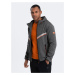 Men's sports jacket with adjustable hood and reflector - graphite V1 OM-JANP-0139