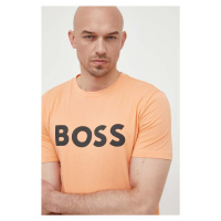 Bavlněné tričko BOSS BOSS CASUAL oranžová barva, s potiskem