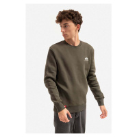 Mikina Alpha Industries Basic Sweater Small Logo pánská, zelená barva, s potiskem, 188307.142