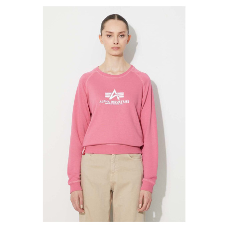 Mikina Alpha Industries New Basic Sweater Wmn pánská, růžová barva, s potiskem, 196031.49-pink