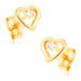 Náušnice ve žlutém 9K zlatě - kontura nepravidelného srdce, zirkonek