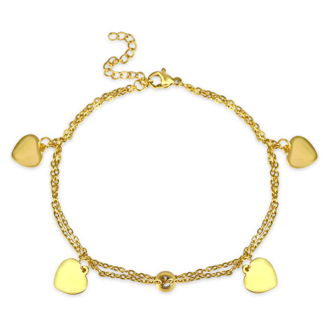 Pozlacený vrstvený náramek na nohu se srdíčky - Meucci DA027