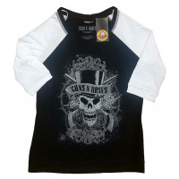 Guns N Roses tričko, Faded Skull Raglan Black&White, dámské