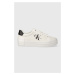 Kožené sneakers boty Calvin Klein Jeans BOLD VULC FLATFORM LACEUP LTH WN bílá barva, YW0YW00821