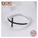Stříbrný prsten černý kříž SCR067 LOAMOER