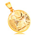 Přívěsek ve žlutém 14K zlatě - kruh s blýskavými paprskovitými zářezy - PANNA