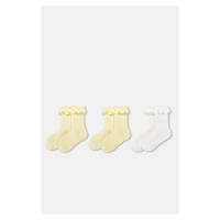 Dagi Ecru-Yellow Girl's 3-Piece Lace Socks