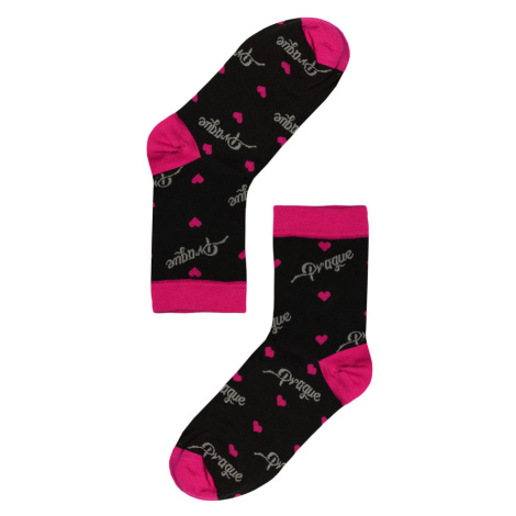 Praha tmavé ponožky se srdíčky 8-0 černá