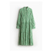 H & M - Viskózové košilové šaty - zelená