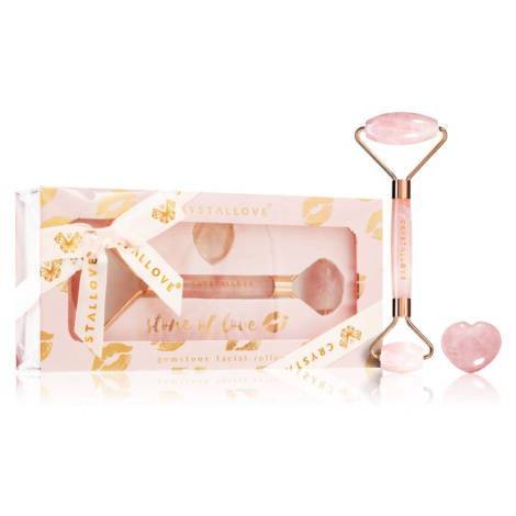 Crystallove Rose Quartz Selflove Set masážní váleček na obličej a masážní pomůcka