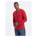 Červené pánské tričko s knoflíky Ombre Clothing HENLEY