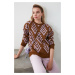 Trendyol Brown Jacquard-Knitwear Sweater