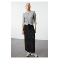 Trendyol Gray Crop Cotton Wool Knit Cardigan