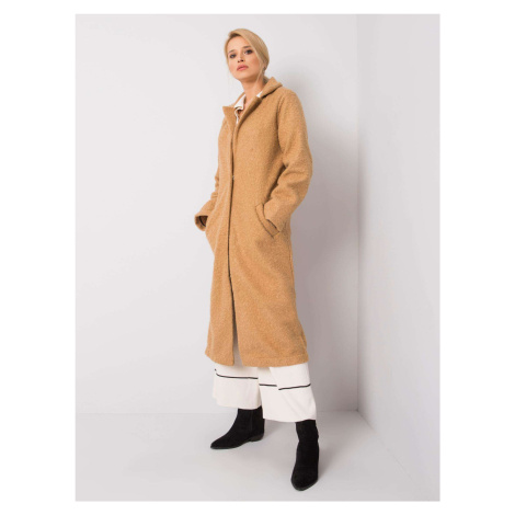 Elegantní dámský Béžový kabát z bouclé - RUE PARIS