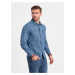 Men's denim snap shirt with pockets - blue V2 OM-SHDS-0115