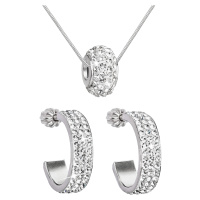 Evolution Group Sada stříbrných šperků náušnice a náhrdelník bílá kulatá AG SADA 3