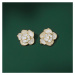 Éternelle Náušnice s perlou Kamélie - květina E1422-E1134 Zlatá