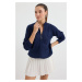 Bigdart 15880 Zippered Knitwear Cardigan - Navy Blue