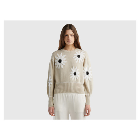 Benetton, Sweater With Floral Inlay United Colors of Benetton