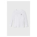 Dětské tričko s dlouhým rukávem Abercrombie & Fitch bílá barva, s aplikací