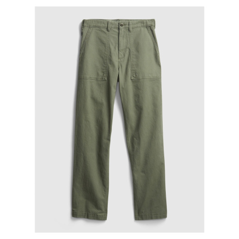 Zelené pánské kalhoty straight fit utility pant GAP