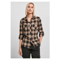 Ladies Turnup Checked Flanell Shirt black/softtaupe