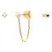 PDPAOLA Pozlacené asymetrické náušnice s perlou a zirkony CHARLIE Gold BU01-019-U
