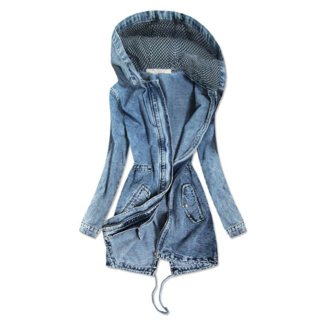 Dlouhá džínová dámská bunda s kapucí (C122) Re-Dress