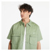 Nike Life Men's Woven Military Short-Sleeve Button-Down Shirt Oil Green/ White