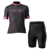 CASTELLI Cyklistický krátký dres a krátké kalhoty - GRADIENT LADY - černá/růžová