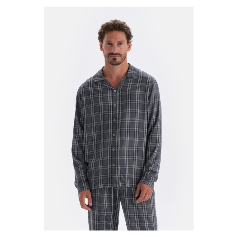 Dagi Smoky Plaid Woven Shirt Pajama Top