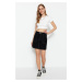 Trendyol Black High Waist Mini Denim Skirt with Contrast Stitching