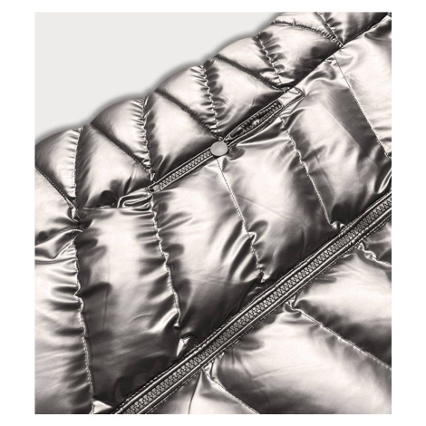 Stříbrná dámská metalická zimní bunda (5M778-401) J.STYLE