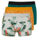 Trendyol Multicolored 3-Piece Tropical Patterned-Flat Pack Cotton Boxers