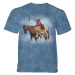 Pánské batikované triko The Mountain - Indián na koni - modré
