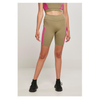 Dámské šortky // Urban Classics Ladies Color Block Cycle Shorts khaki/brightviolet/brightviolet