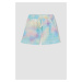 DEFACTO Girl's Batik Patterned Wrinkled Shorts