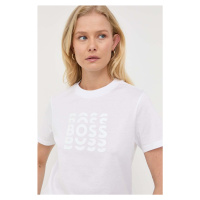 Bavlněné tričko BOSS bílá barva
