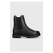 Kožené kotníkové boty Tommy Hilfiger Zip Boot dámské, černá barva, na plochém podpatku