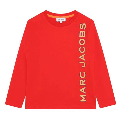 Dětské bavlněné tričko s dlouhým rukávem Marc Jacobs červená barva, s potiskem