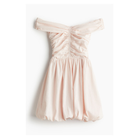 H & M - Mačkané šaty's odhalenými rameny - růžová H&M