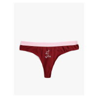 Koton String Panties with Slogan Printed and Ribbed